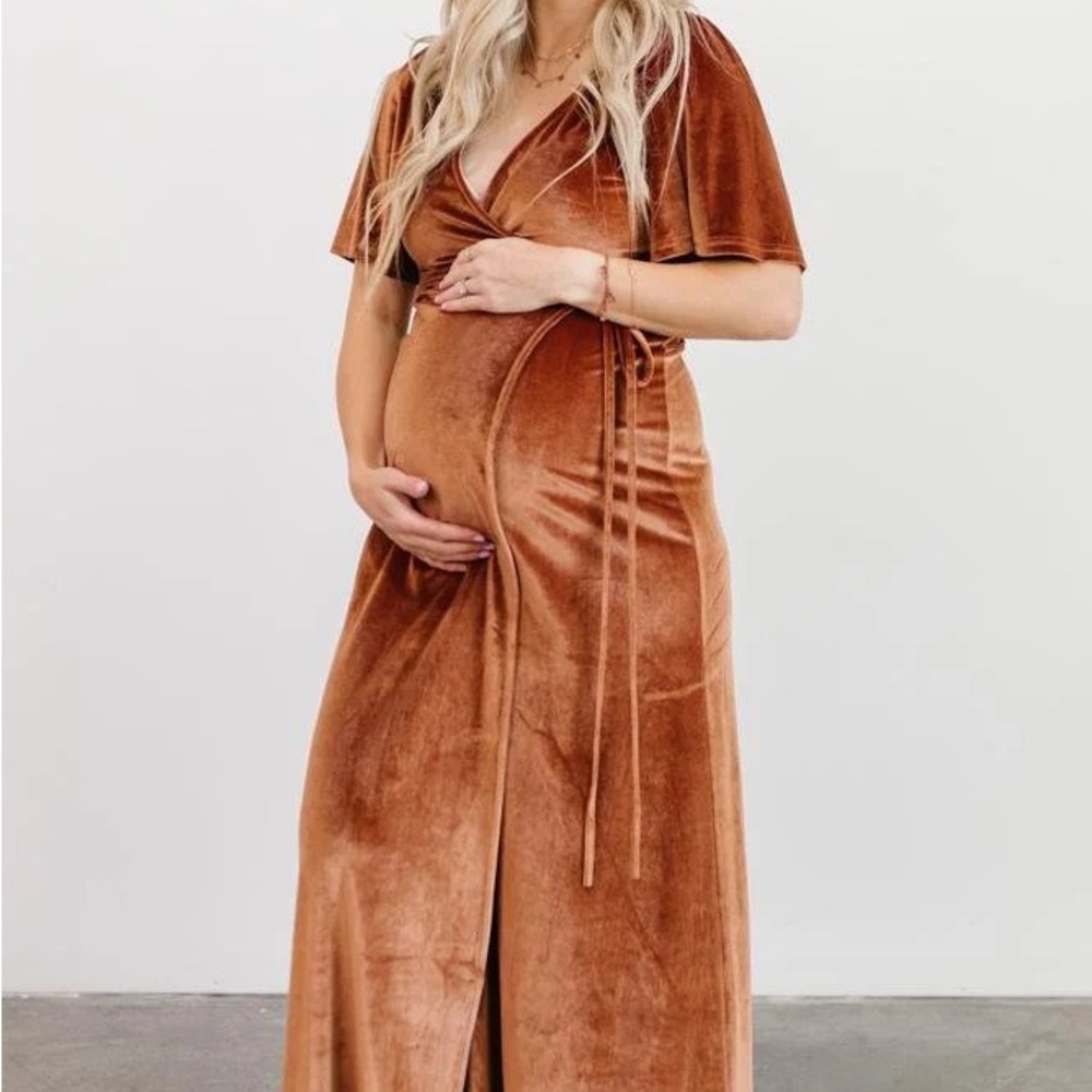 Baltic Born Velvet Wrap Maxi Dress in Copper - Picture 5 of 6